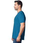 Gildan SoftStyle Adult T-Shirt in Antique Sapphire, worn by a model