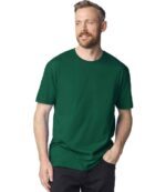 Gildan SoftStyle Adult T-Shirt in Fan Dark Green, worn by a model