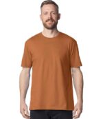 Gildan SoftStyle Adult T-Shirt in Fan Texas Orange, worn by a model