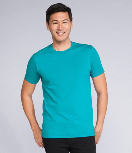 Gildan SoftStyle Adult T-Shirt, worn by a model, front view