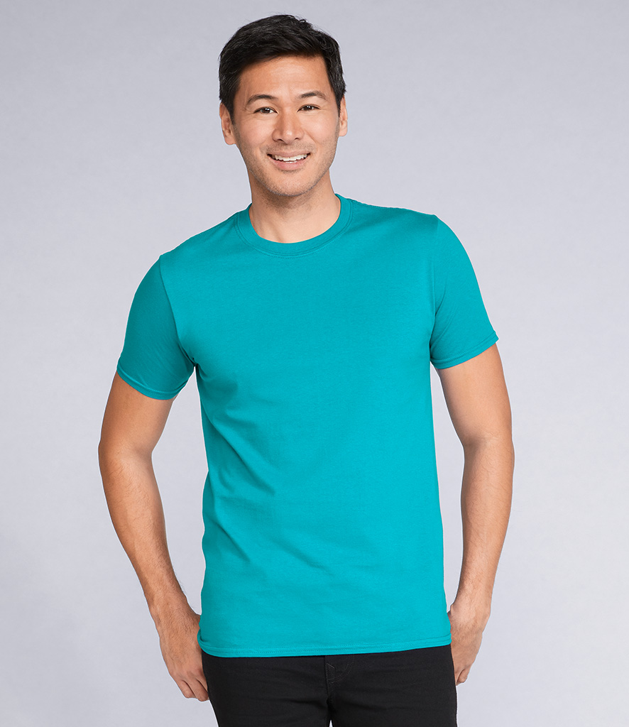 Gildan SoftStyle Adult T-Shirt, worn by a model, front view