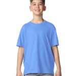 GD01B Gildan Kids Softstyle T-Shirt – Carolina Blue (model, front)