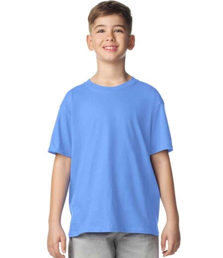 GD01B Gildan Kids Softstyle T-Shirt – Carolina Blue (model, front)