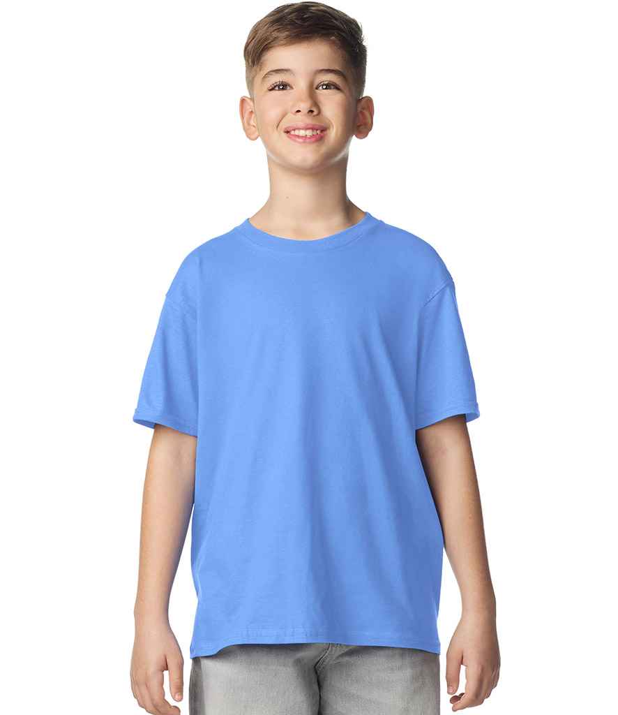 GD01B Gildan Kids Softstyle T-Shirt – Carolina Blue (model, front)