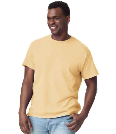 Gildan Ultra Cotton T-Shirt in Vegas Gold, worn by a model