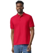 Gildan GD40 DryBlend jersey polo shirt in Red, worn by a model