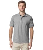 Gildan GD40 DryBlend jersey polo shirt in Sport Grey, worn by a model