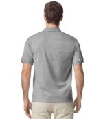 Gildan GD40 DryBlend jersey polo shirt in Sport Grey, worn by a model, back view