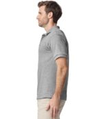 Gildan GD40 DryBlend jersey polo shirt in Sport Grey, worn by a model, side view