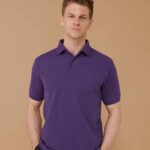 H400 Henbury Heavy Pique Polo Shirt – Purple (model, front)