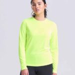 JC012 AWDis Ladies Cool Long Sleeve T-Shirt – Electric Yellow (model, front)