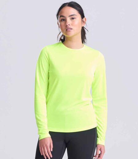 JC012 AWDis Ladies Cool Long Sleeve T-Shirt – Electric Yellow (model, front)
