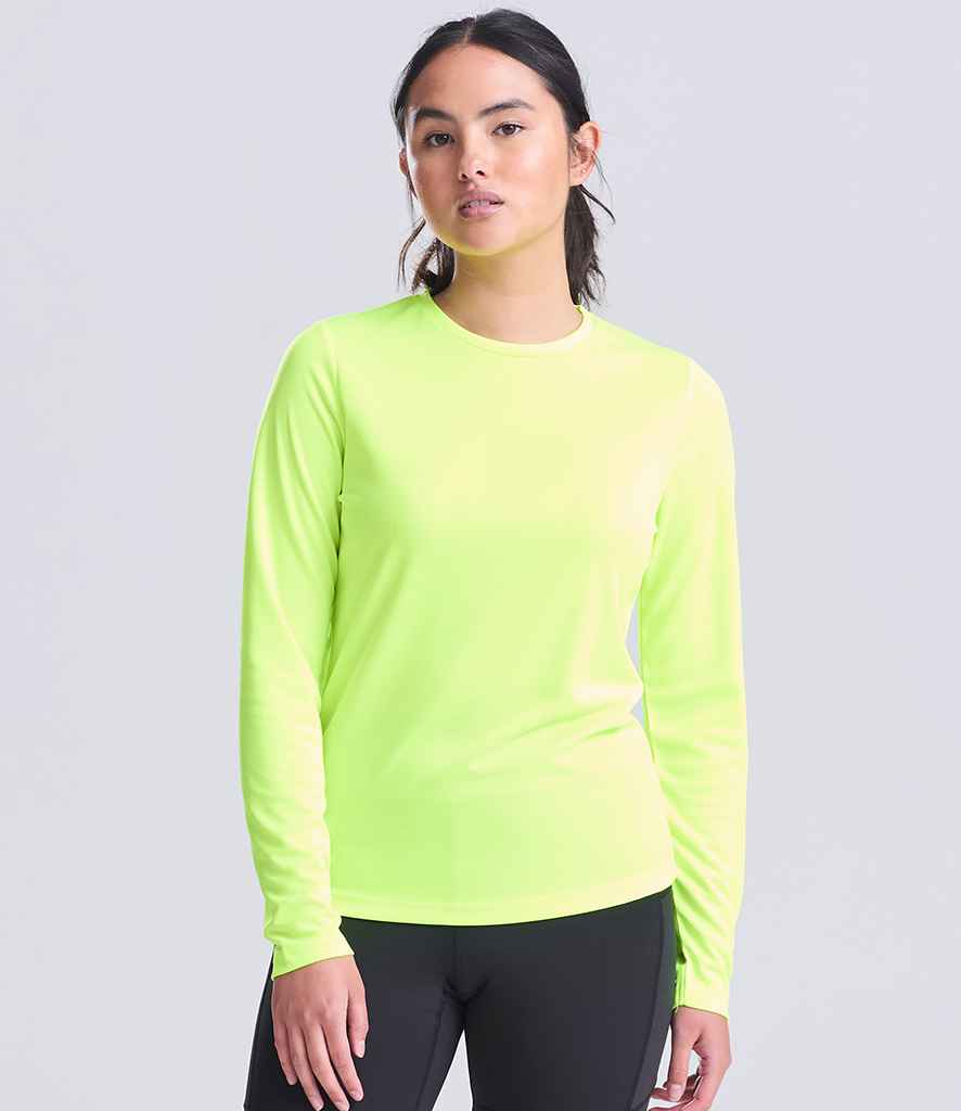 JC012 AWDis Ladies Cool Long Sleeve T-Shirt – Electric Yellow (model, front)