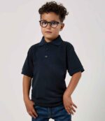 Kustom Kit K406 kids Klassic piqué polo shirt in Navy, worn by a child