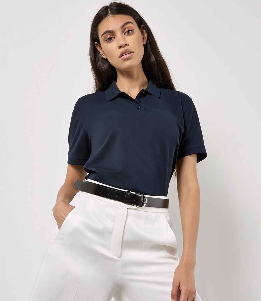 Kustom Kit K703 ladies Klassic piqué polo shirt in Navy, worn by a model