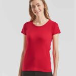SS77 Fruit of the Loom Lady Fit Value T-Shirt – Red (model, front)