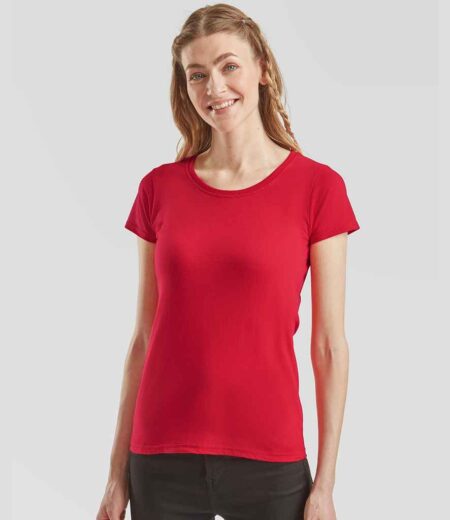 SS77 Fruit of the Loom Lady Fit Value T-Shirt – Red (model, front)