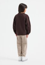 UC206 Uneek Childrens Classic V Neck Sweatshirt – Brown (model, back)